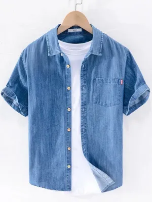 Men's Short-Sleeve Denim Shirt — view 3