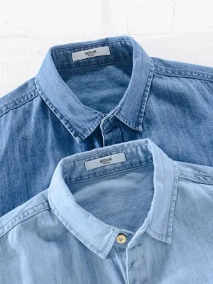 Men's Short-Sleeve Denim Shirt — view 5