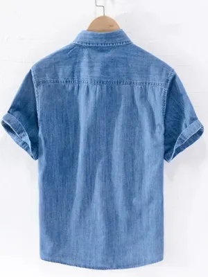 Men's Short-Sleeve Denim Shirt — view 6