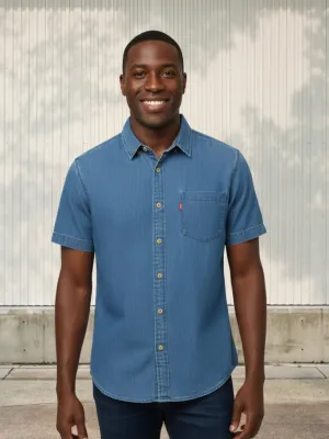 Men's Short-Sleeve Denim Shirt — view 8