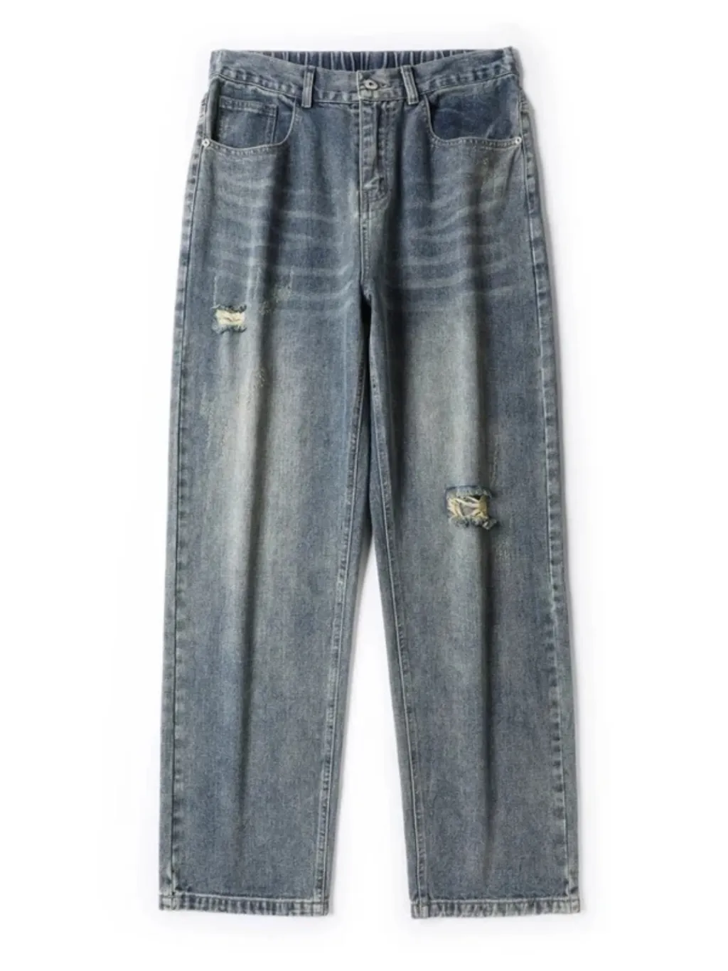 Men's Straight-Leg Blue Vintage Ripped Jeans — quality denim, made to last
