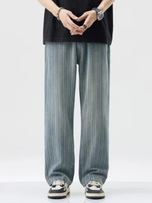 Men's Striped Blue Vintage Straight-Leg Jeans — view 2