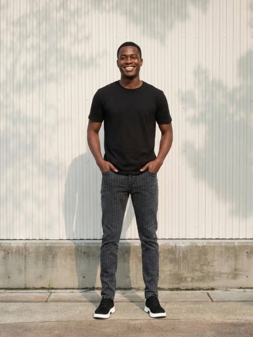 Men's Striped Charcoal Grey Slim-Fit Jeans