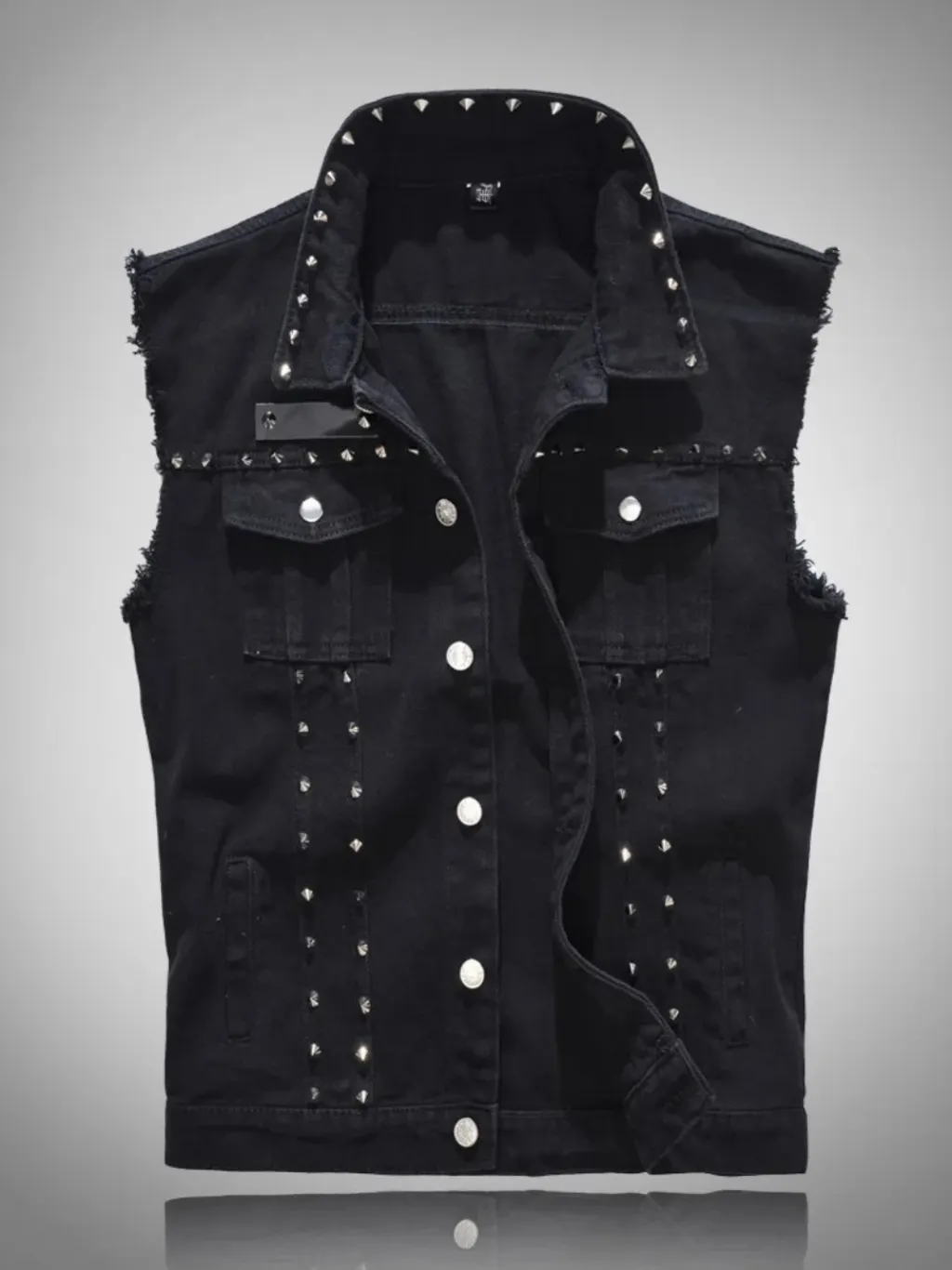 Men's Studded Black Denim Sleeveless Jacket — a pair designed to be worn everywhere