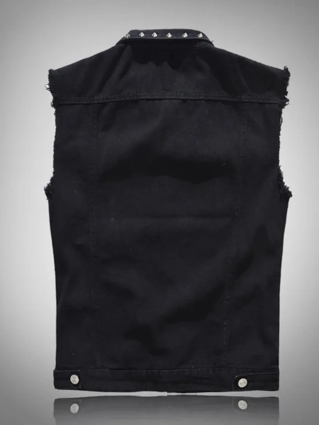 Men's Studded Black Denim Sleeveless Jacket — quality denim, made to last