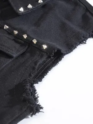 Men's Studded Black Denim Sleeveless Jacket — view 5