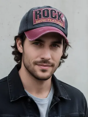 Men's Vintage Denim Cap with Rock Embroidery — view 3