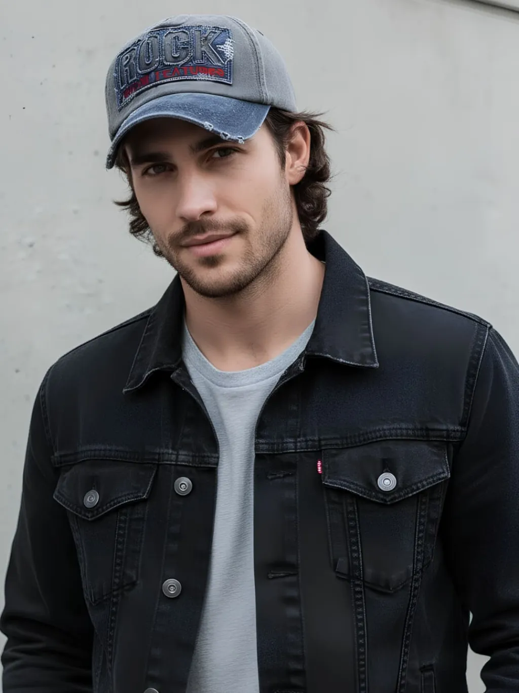 Men's Vintage Denim Cap with Rock Embroidery — endless ways to style it