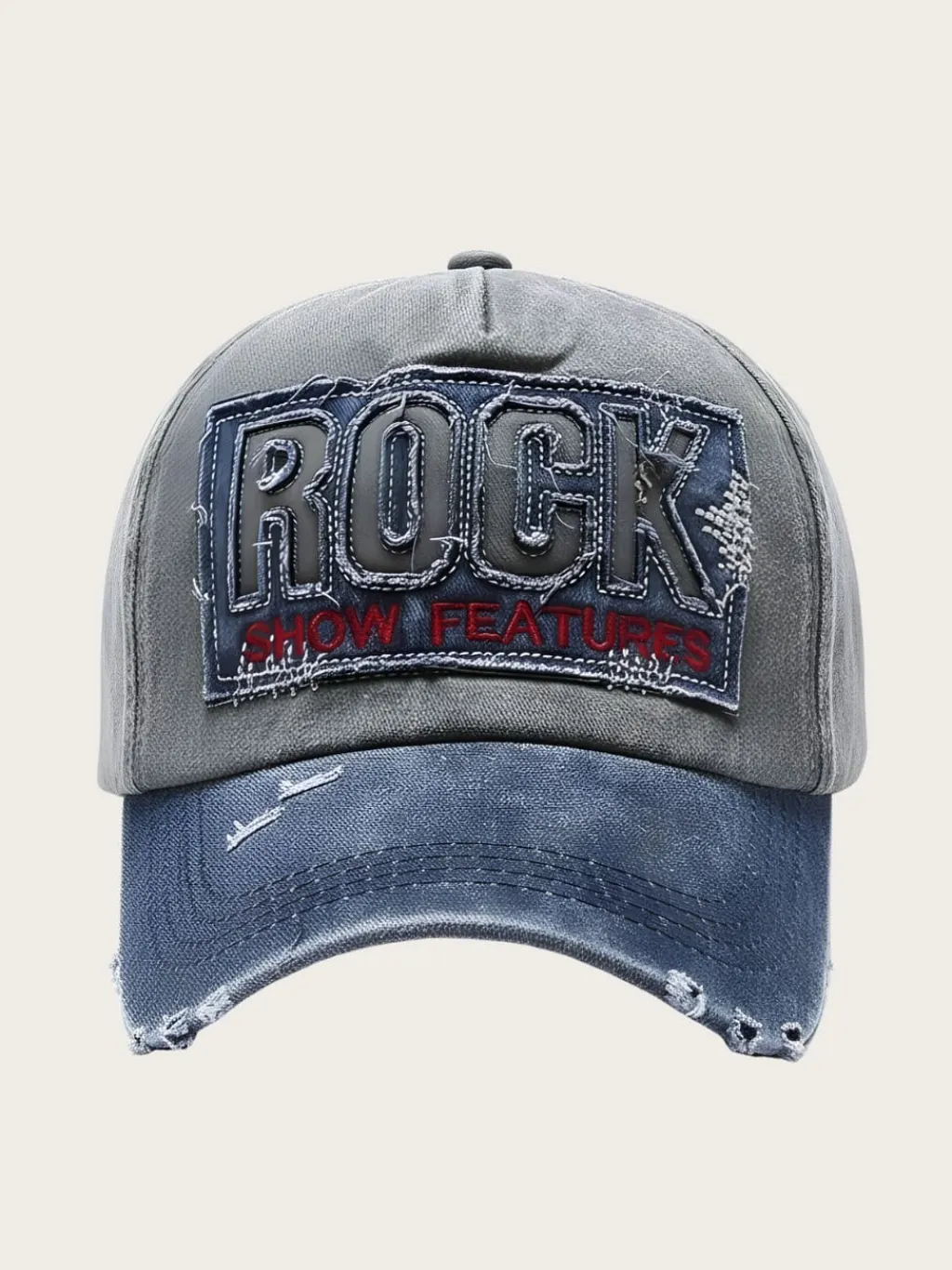 Men's Vintage Denim Cap with Rock Embroidery