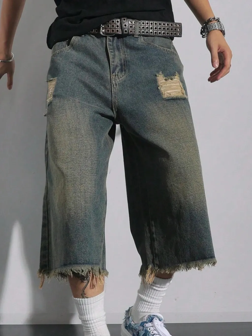 Men's Vintage Ripped Denim Bermuda Shorts — a pair designed to be worn everywhere