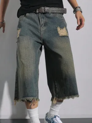 Men's Vintage Ripped Denim Bermuda Shorts — view 2