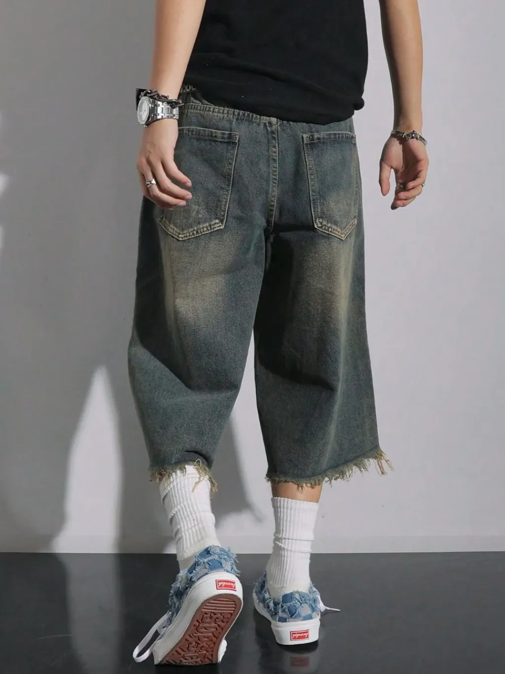 Men's Vintage Ripped Denim Bermuda Shorts — quality denim, made to last