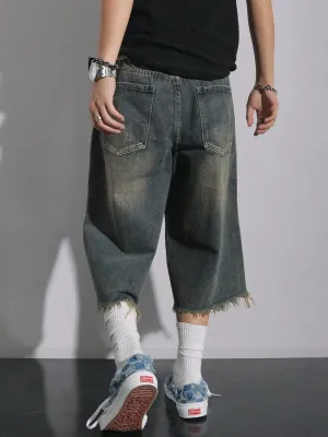 Men's Vintage Ripped Denim Bermuda Shorts — view 3
