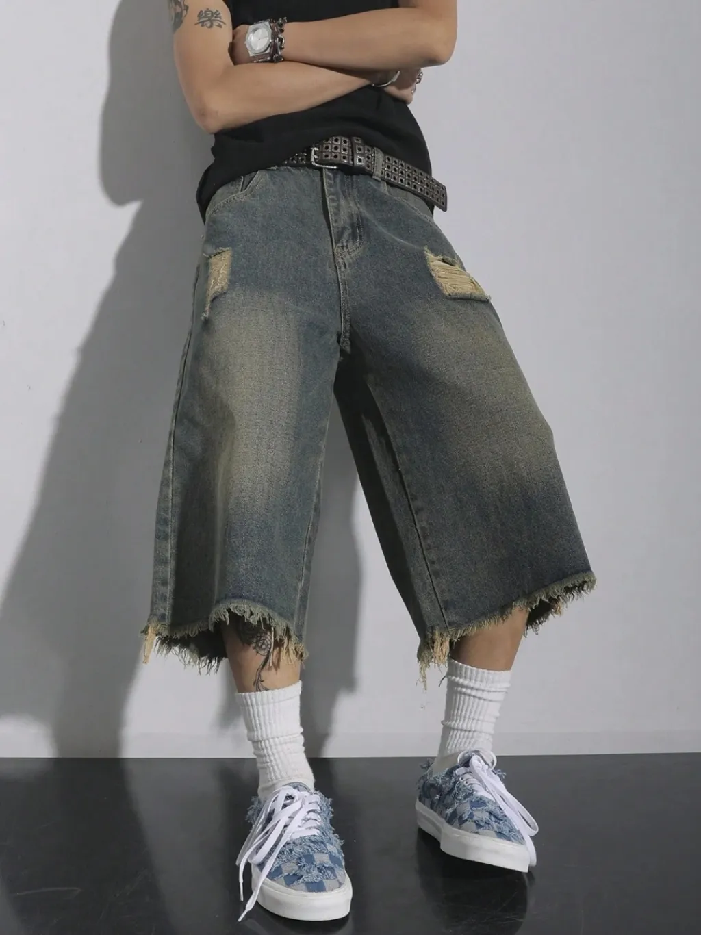 Men's Vintage Ripped Denim Bermuda Shorts — endless ways to style it