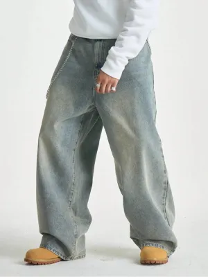 Men's Vintage-Wash Baggy Jeans with Deep Texture — view 5