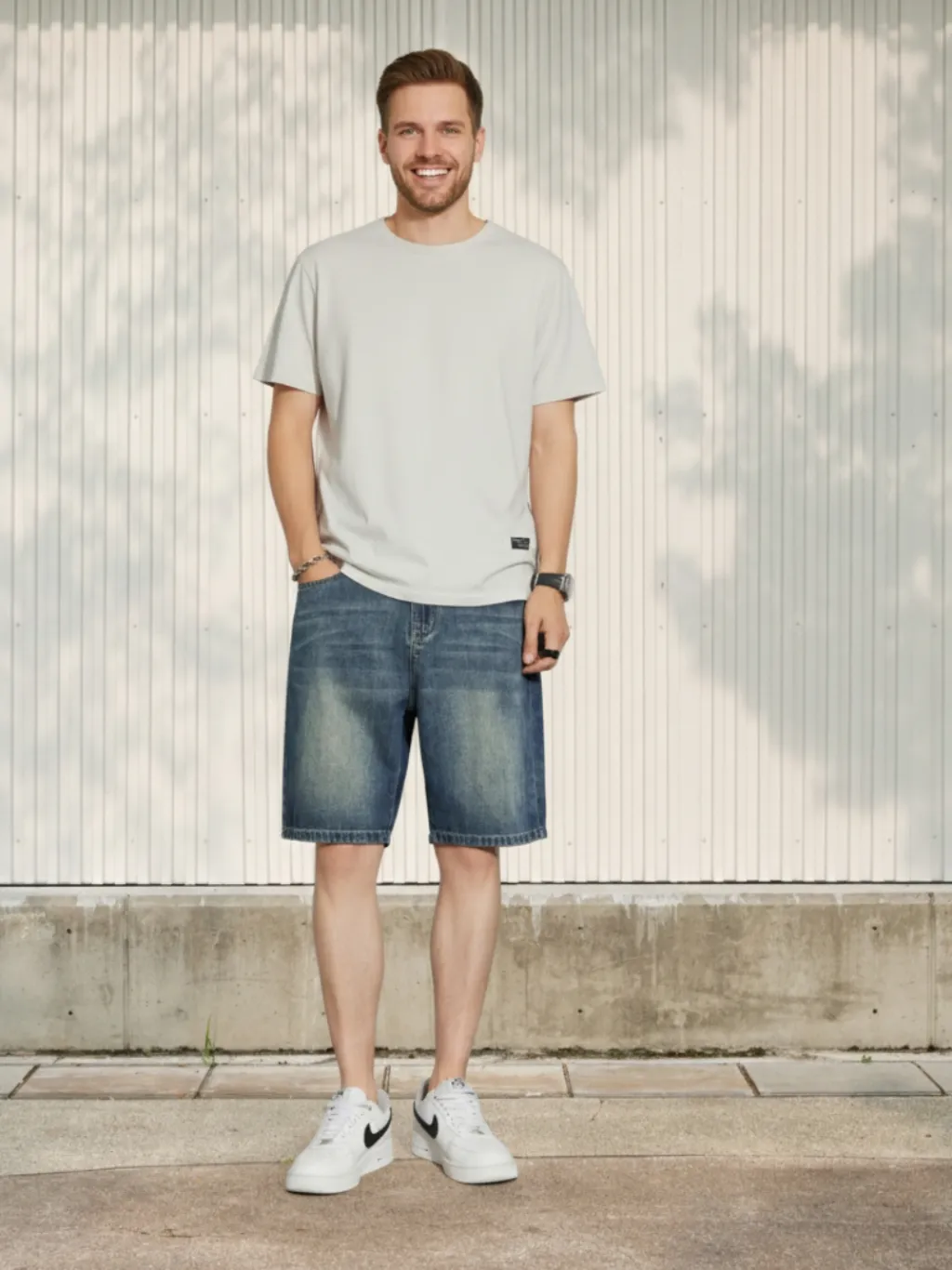 Men's Vintage Washed Denim Shorts