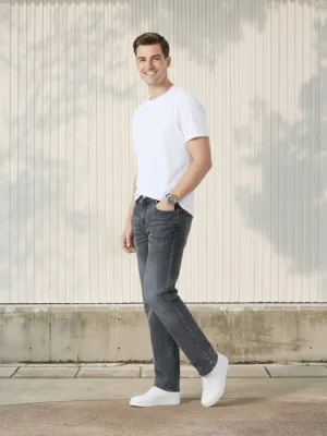 Men's Washed Grey Regular Jeans, Vintage Look — view 1