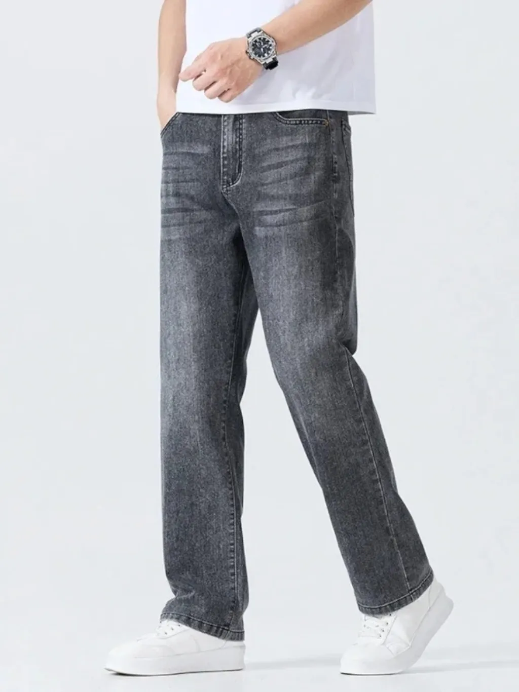 Men's Washed Grey Regular Jeans, Vintage Look — a pair designed to be worn everywhere