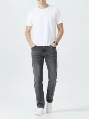 Men's Washed Grey Regular Jeans, Vintage Look — view 3