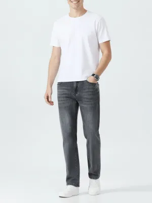 Men's Washed Grey Regular Jeans, Vintage Look — view 4