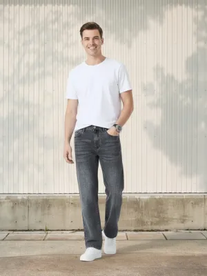 Men's Washed Grey Regular Jeans, Vintage Look — view 5
