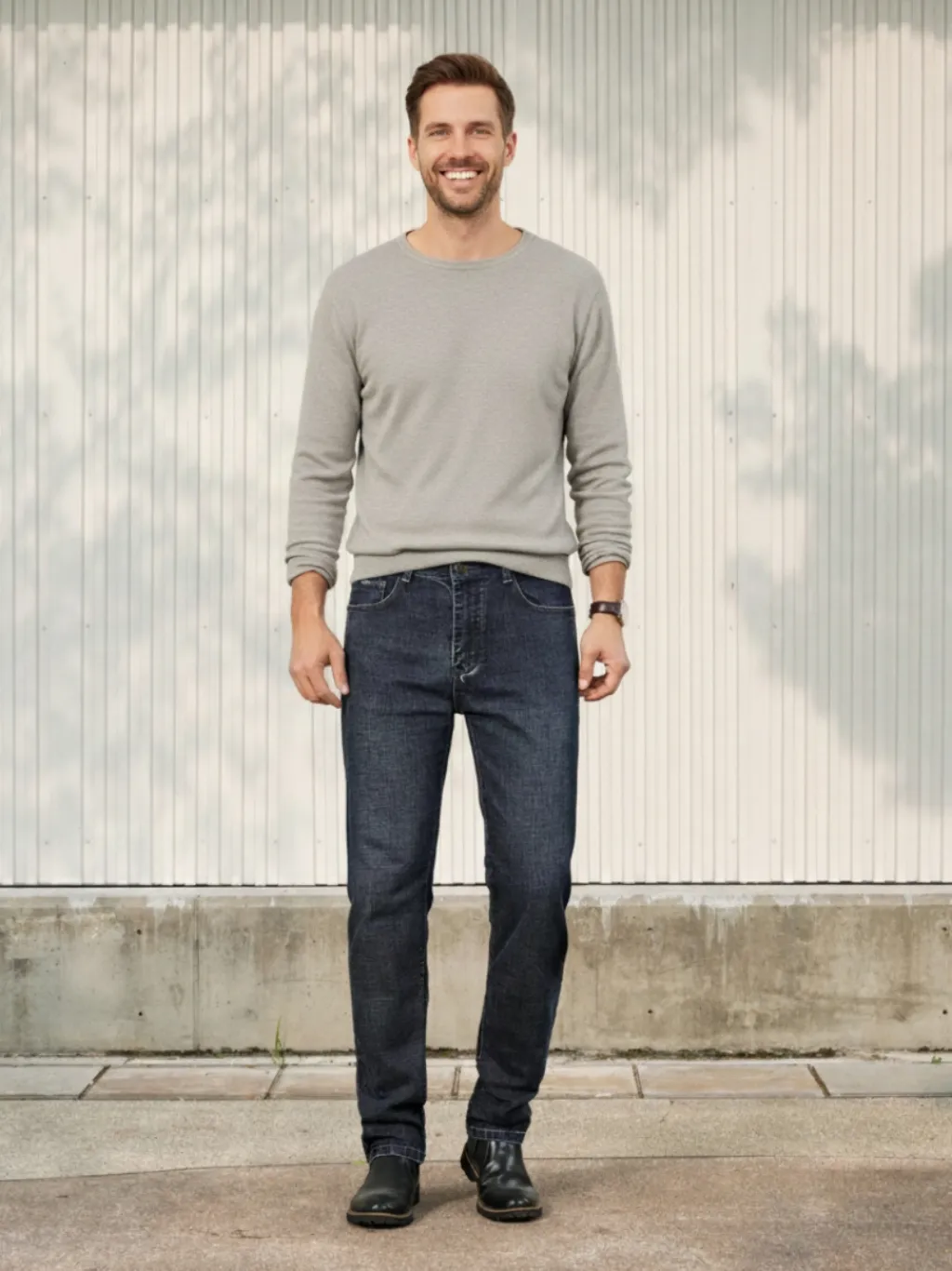 Men's Washed Grey Slim-Fit Jeans