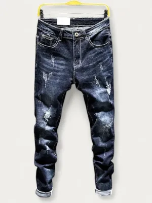 Men's Washed Ripped Tapered Jeans, Urban Cut — view 2