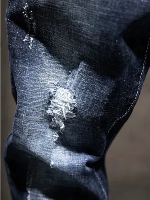Men's Washed Ripped Tapered Jeans, Urban Cut — view 7