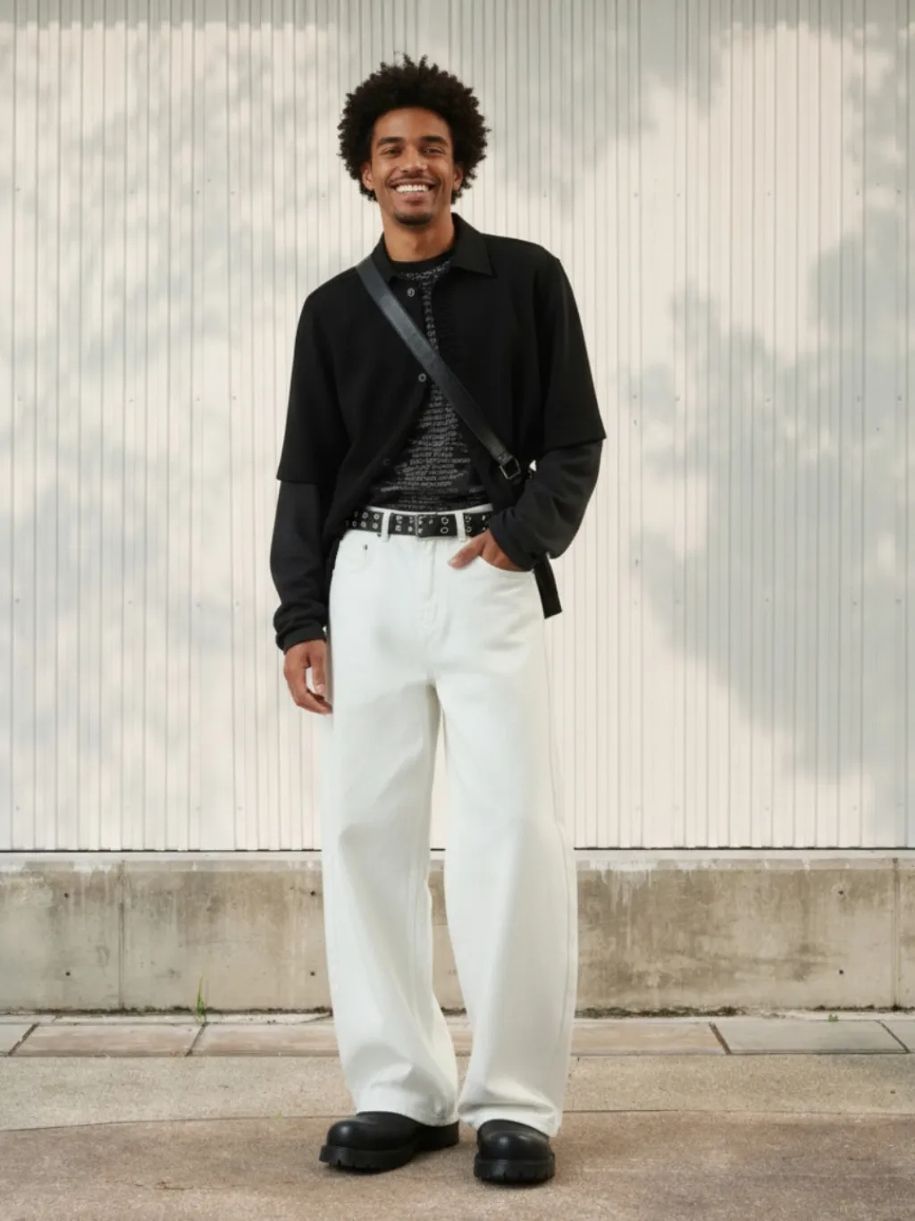 Men's White Loose Fit Jeans