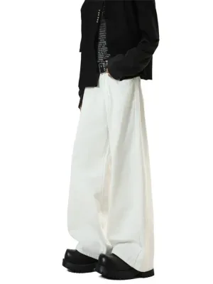 Men's White Loose Fit Jeans — view 4