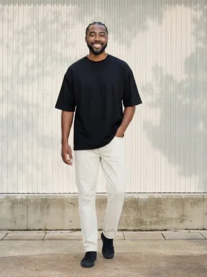 Men's White Straight Jeans, Minimal Clean Style — view 1
