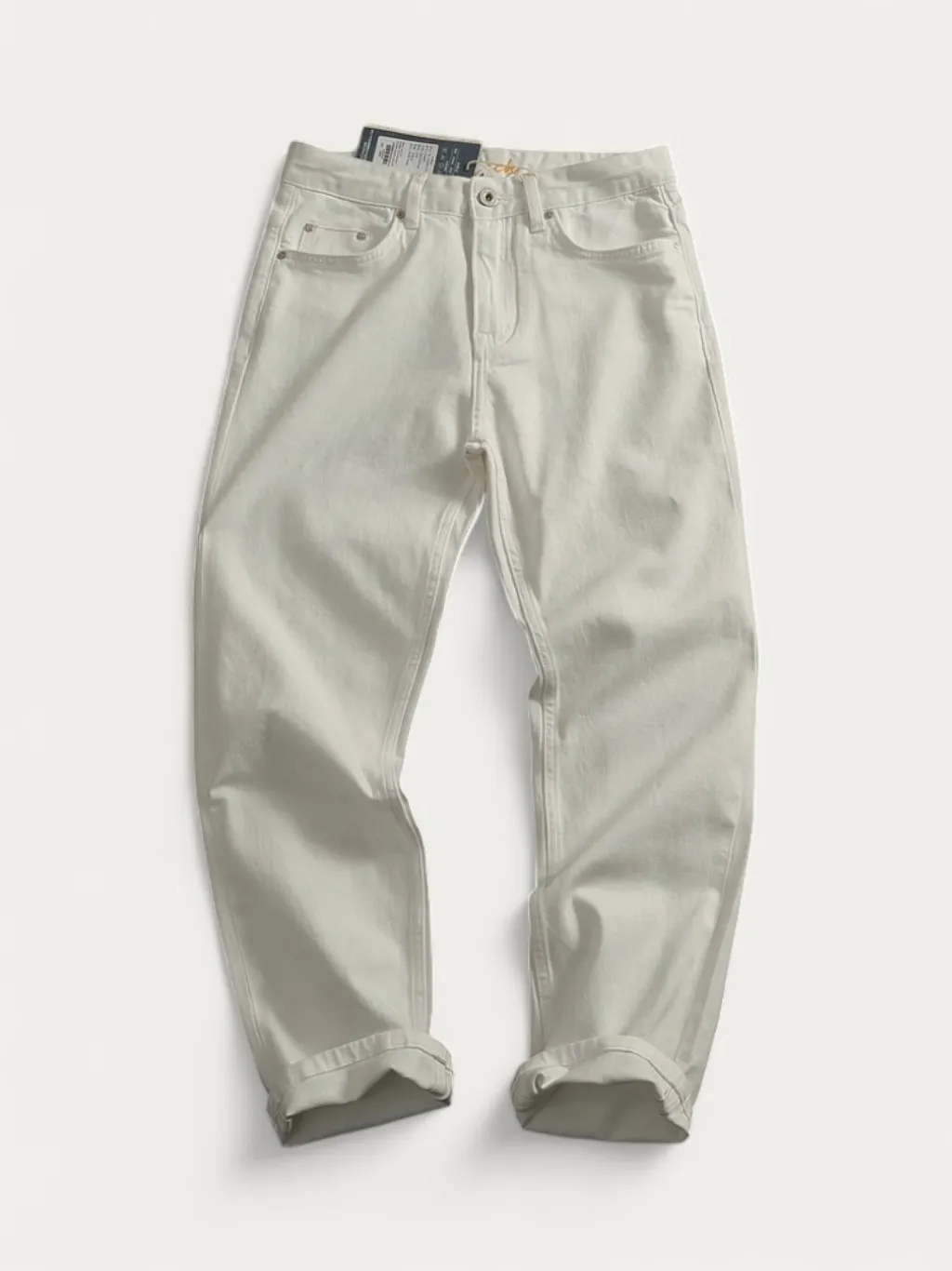 Men's White Straight Jeans, Minimal Clean Style — a pair designed to be worn everywhere