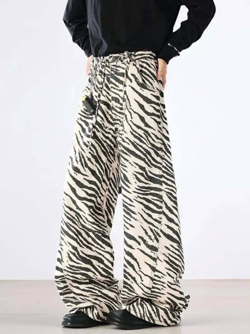 Men's Wide-Leg Zebra Print Jeans — a pair designed to be worn everywhere