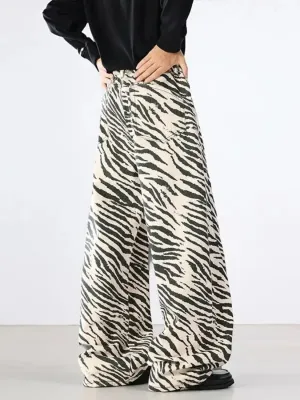 Men's Wide-Leg Zebra Print Jeans — view 3