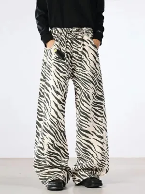 Men's Wide-Leg Zebra Print Jeans — view 4