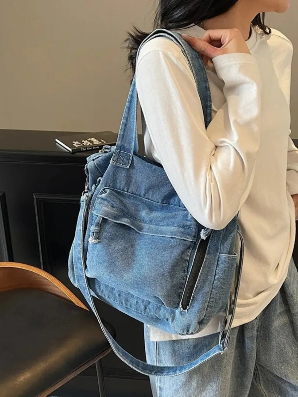 Multi-Pocket Denim Crossbody Bag — a pair designed to be worn everywhere