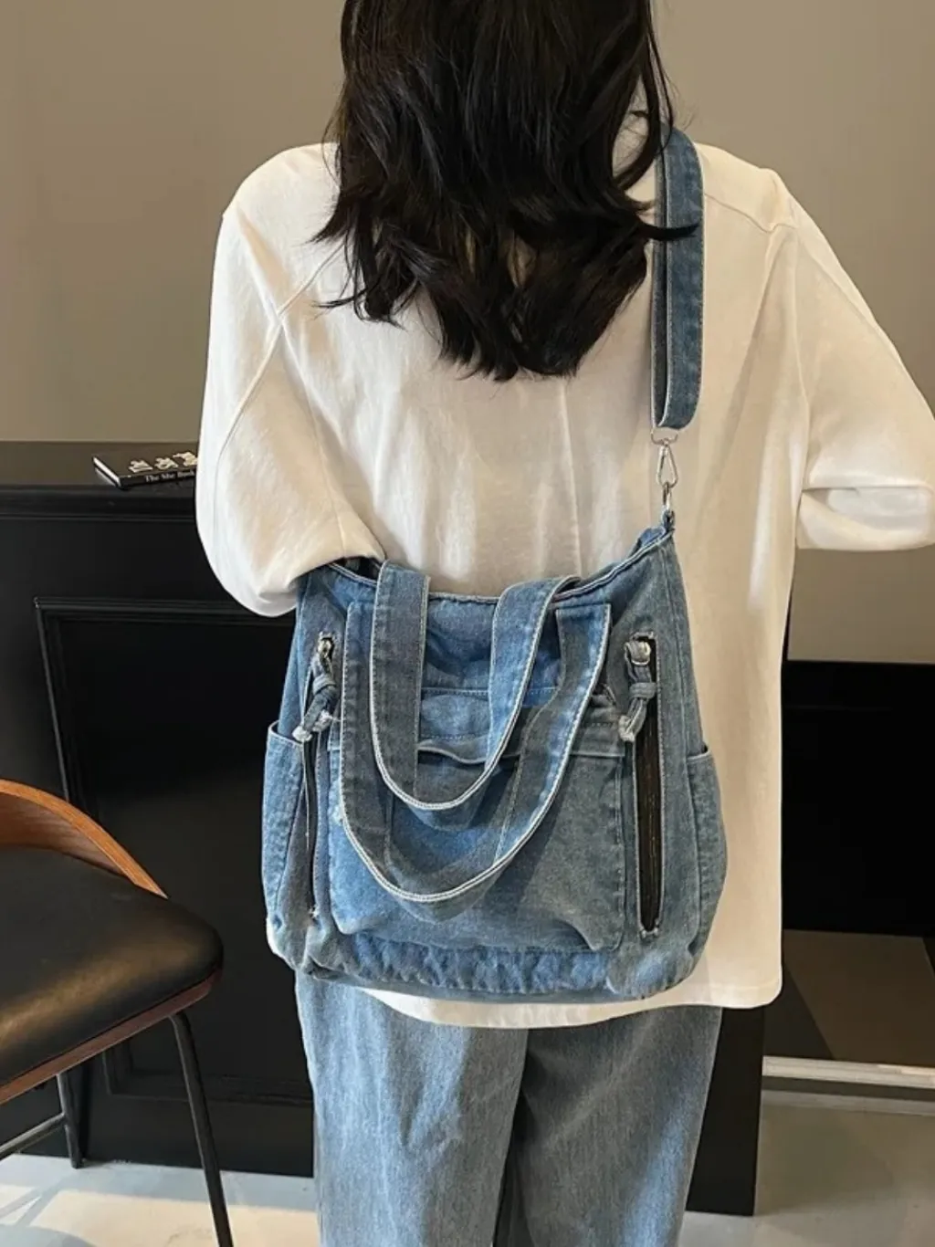 Multi-Pocket Denim Crossbody Bag — quality denim, made to last