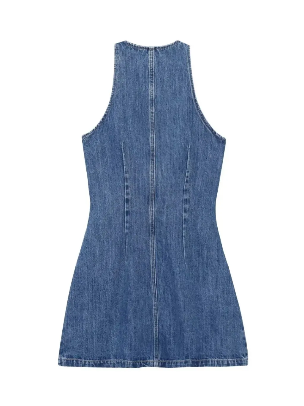 Short Buttoned Blue Denim Dress, Retro Style — quality denim, made to last