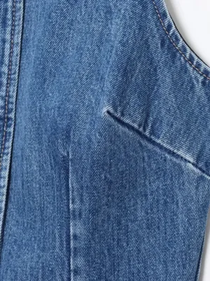 Short Buttoned Blue Denim Dress, Retro Style — view 5