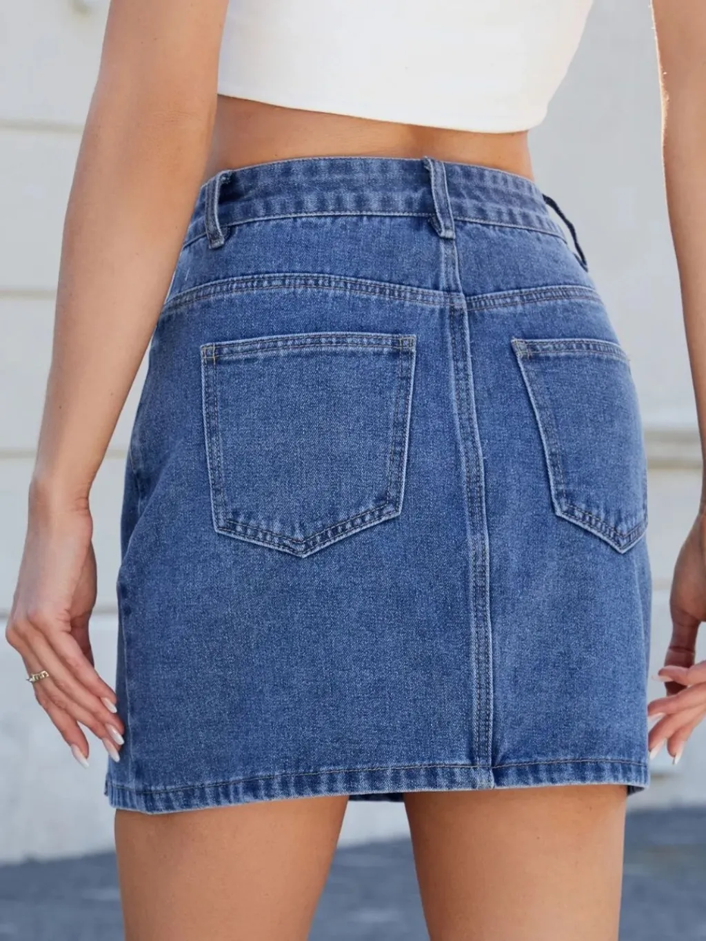 Short Fitted High-Waisted Denim Skirt — quality denim, made to last