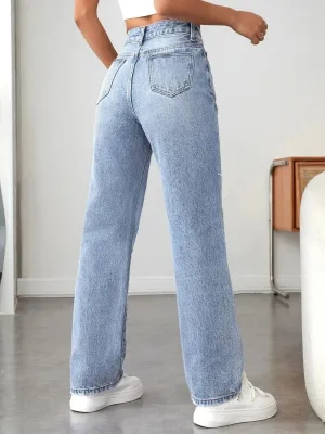 Sky Blue Ripped Boyfriend Jeans — view 5