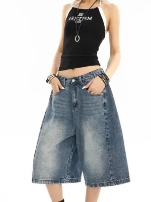 Vintage-Style Washed Denim Skort — view 3