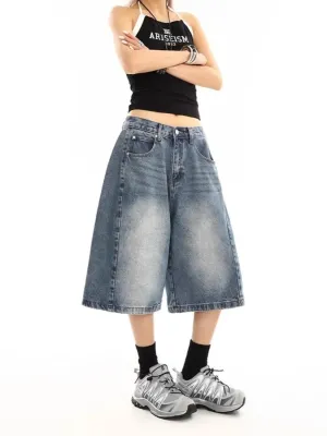 Vintage-Style Washed Denim Skort — view 4