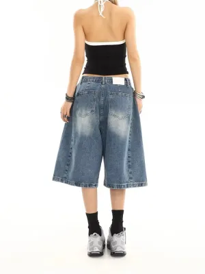 Vintage-Style Washed Denim Skort — view 5