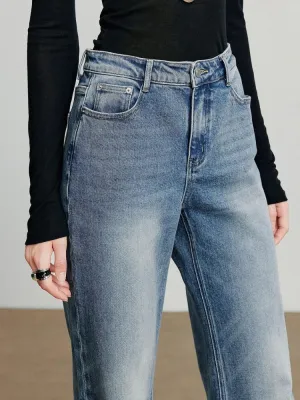 Washed Flared Jeans with Frayed Hems — view 4