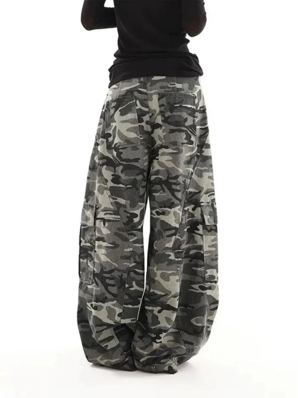 Women's Baggy Jeans in Camo Military Print — endless ways to style it