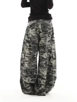 Women's Baggy Jeans in Camo Military Print — view 4
