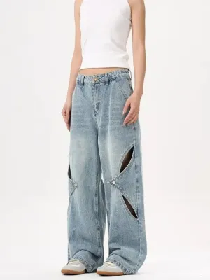 Women's Baggy Jeans with Geometric Cut-Outs — view 2