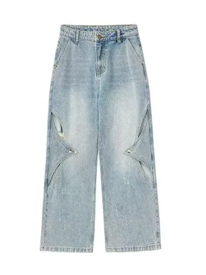 Women's Baggy Jeans with Geometric Cut-Outs — view 4