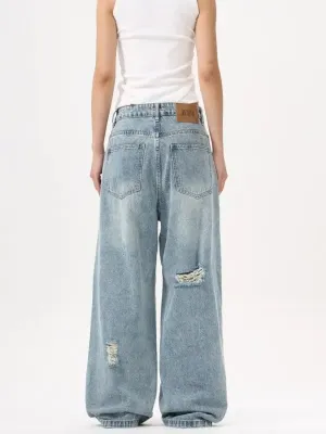 Women's Baggy Jeans with Geometric Cut-Outs — view 5